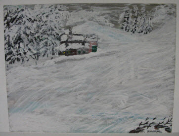 peinture - Juste un paysage d'hiver battu par les vents dans le Burgenland en Styrie