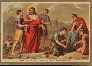 carte réclame - JESUS DEPOUILLE DE SES VETEMENTS.