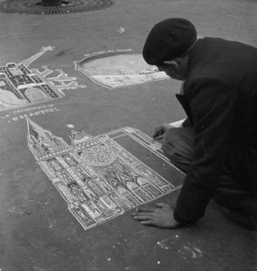 photographie - MNATP. Enquête sur Robert Eberlé, dessinateur sur trottoirs, par Pierre Soulier (1945-1956)