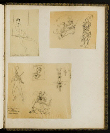 partie d'un ensemble de dessins - Jeune femme faisant l'exercice du trapèze