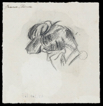 dessin - Jeanne Chieusse la joue reposant sur son poing gauche