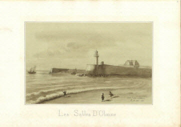 dessin - Les Sables d'Olonne (vue de la petite jetée et fort Saint Nicolas)