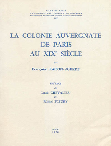 Livre - La colonie auvergnate de Paris au XIXe siècle